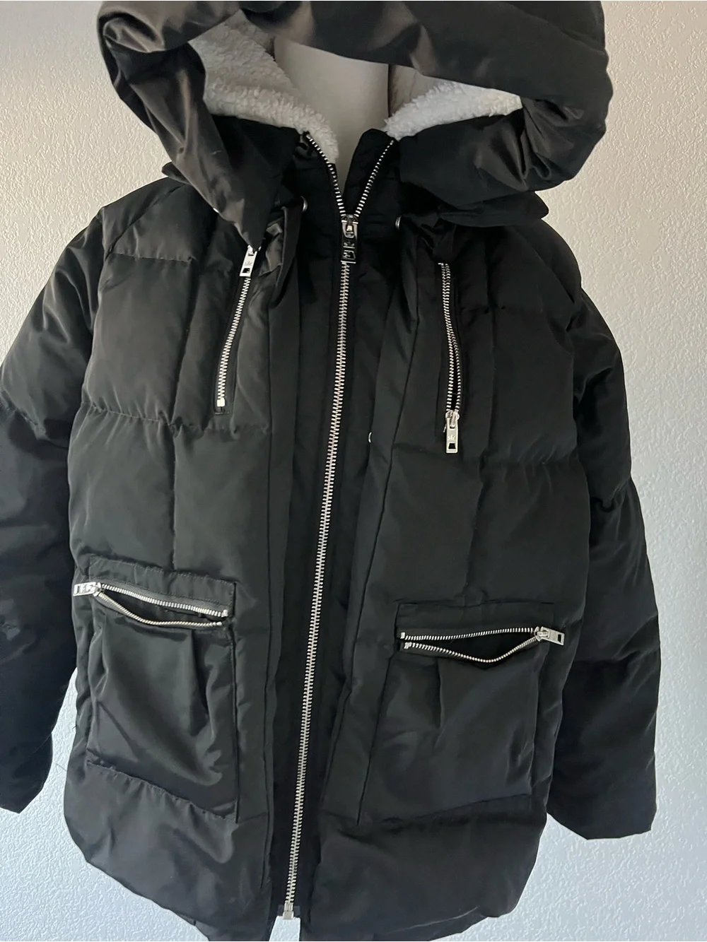 Kids Black Hooded Puffer Jacket - Warm Winter Coat